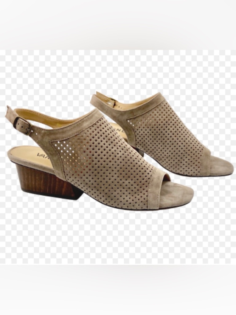 Women's Perforated Open-Toe Slingback Sandals - Beige